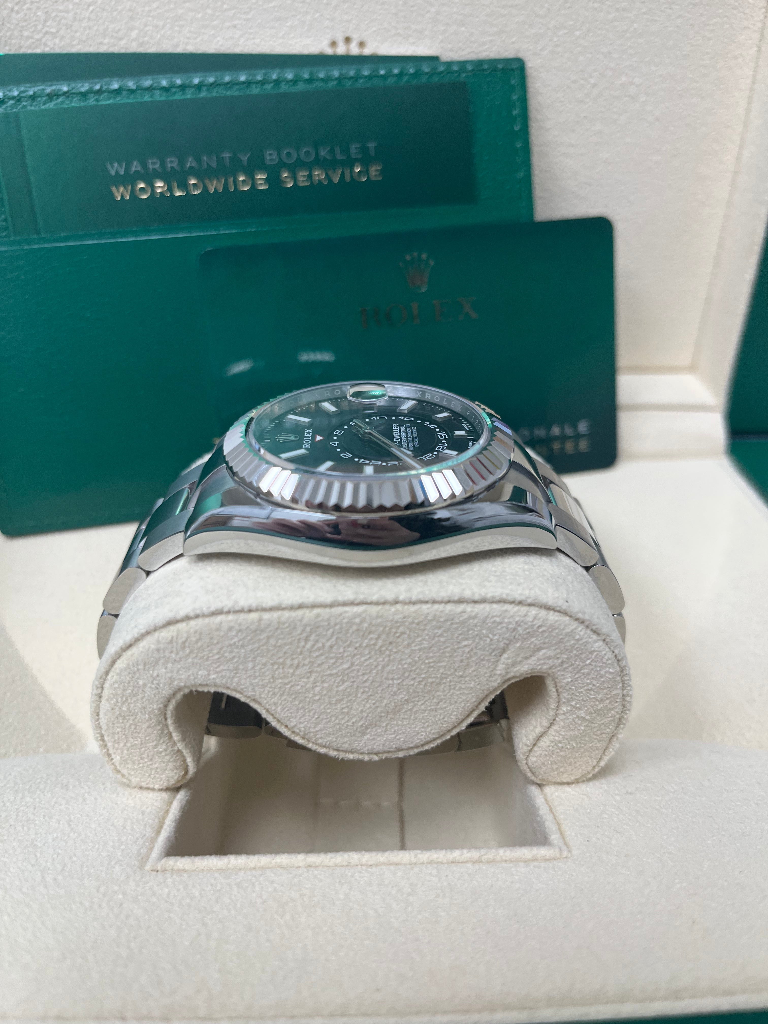 Rolex Sky-Dweller 18K White Gold 42mm Black Dial Stainless Steel Bracelet Ref. 326934 - Luxury Watch for Business Travel & Formal Occasions