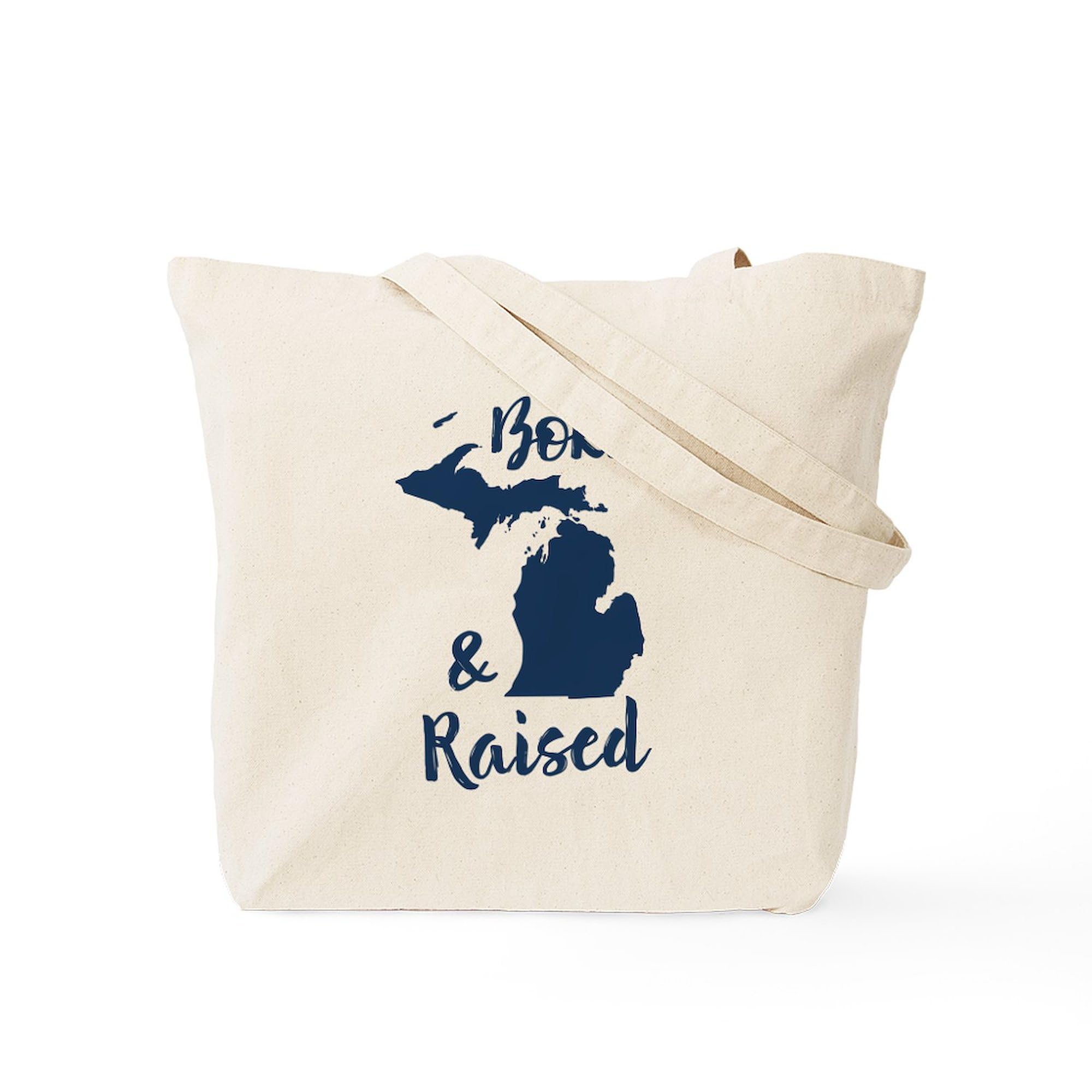 Michigan Born & Raised Canvas Tote Bag - Eco-Friendly Reusable Shopping Bag for Groceries, Beach & Daily Use | CafePress