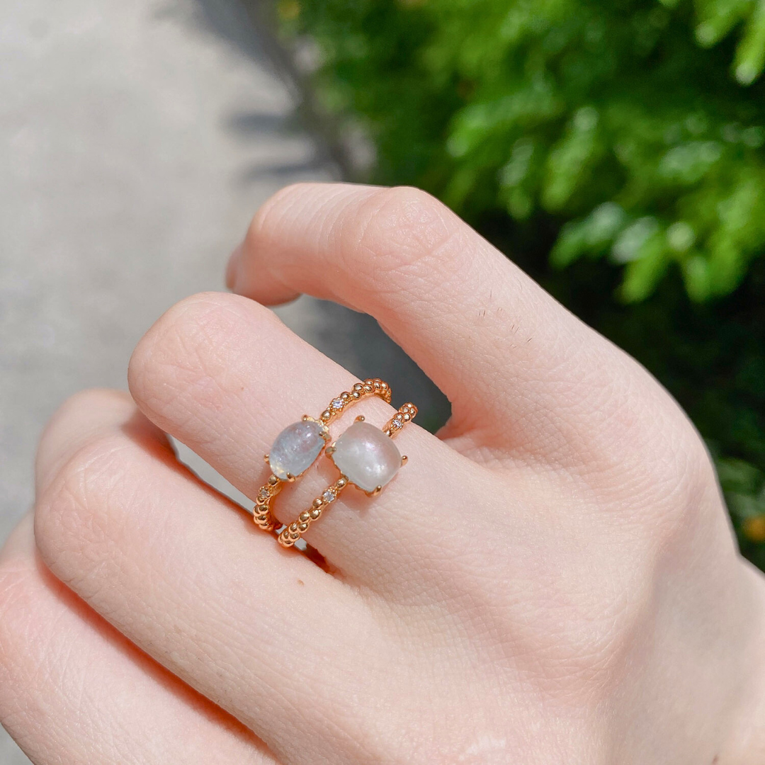 14K Gold Aquamarine Crystal Birthstone Ring for Women - March Birthstone Jewelry, Elegant Gift for Birthday, Anniversary & Valentine's Day | HJZB 253 | Perfect for Everyday Wear & Special Occasions
