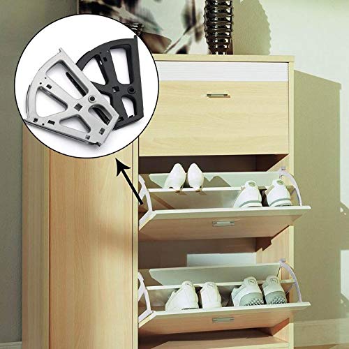 2Pcs Heavy Duty Iron Shoe Cabinet Hinges for 2/3 Layer Flip Frame Rack Shelf - Black/Grey Home Shoe Rack Hardware Accessories (3 Layers Black) - Perfect for Closet Organizers & Shoe Storage Solutions