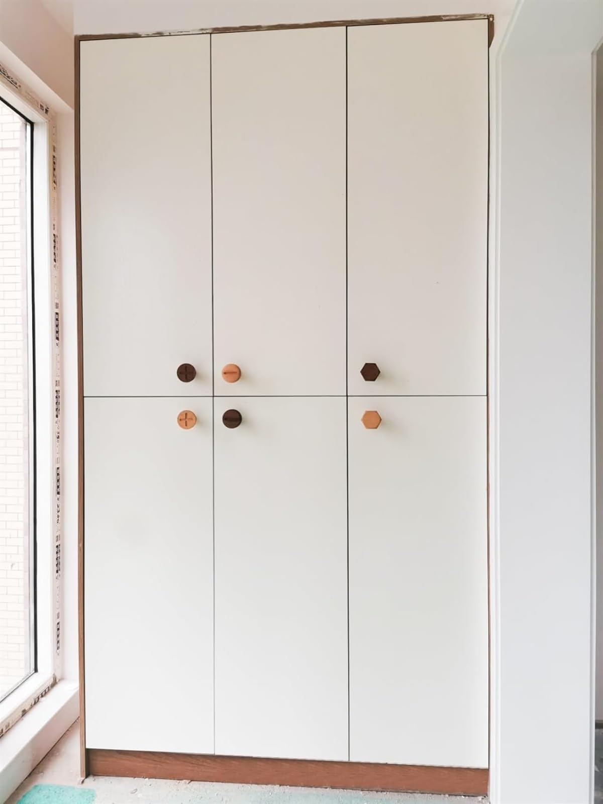 4 Pack Solid Wood Cabinet Knobs & Drawer Pulls - Cute Semi-Circular Wardrobe Handles for Kids Room (Cross Beech) | Perfect for Children's Furniture, Dressers & Closet Doors