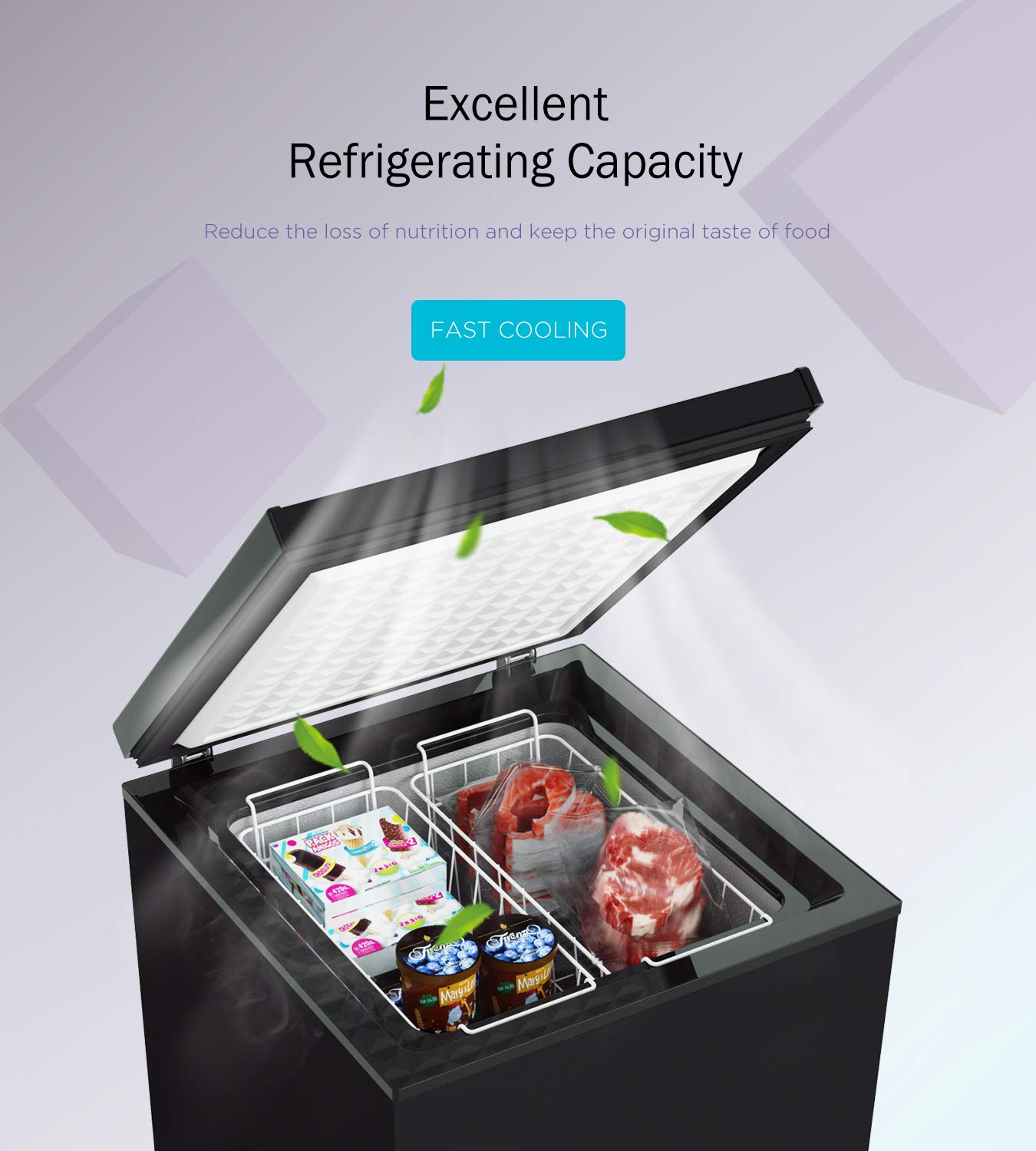 Northair 3.5 Cu Ft Compact Chest Freezer with 2 Removable Baskets - Ultra Quiet Operation & 7 Adjustable Temperature Settings - Perfect for Home, Garage, or Basement Storage - Black