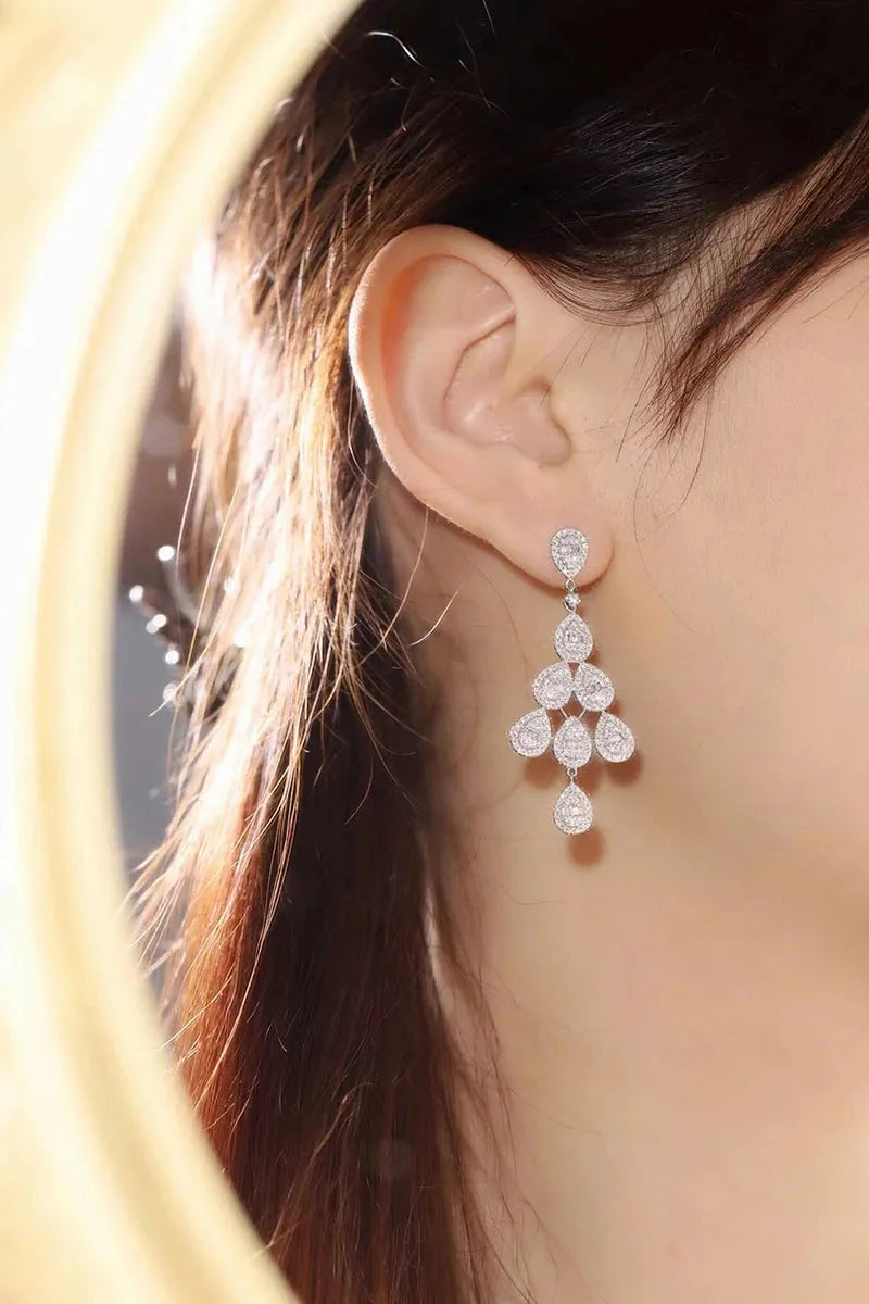 18K White Gold Diamond Drop Earrings for Women - 1.8 Carat Real Natural Diamonds, Luxury Shiny Design - Perfect for Senior Banquets, Weddings & Special Occasions