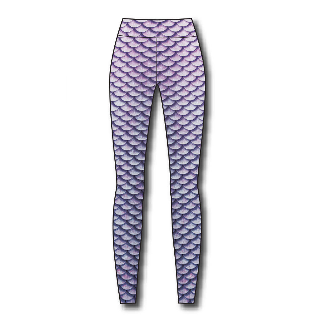 Stylish Quartz Mermaid Swim Leggings - High Waisted Printed Swimwear for Women - Perfect for Beach, Pool & Water Sports