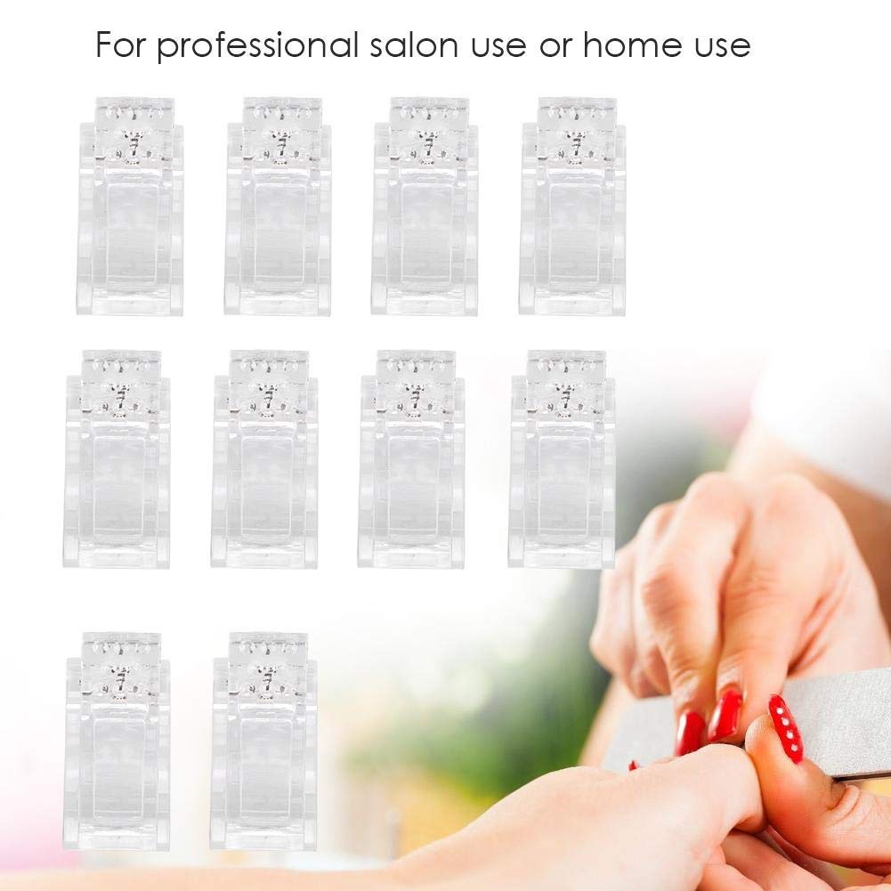 Rotekt 10pcs Transparent Nail Tips Clips for Poly Gel - Quick Building Mold Clips Set, Nail Art Accessories for Professional & DIY Manicures at Home or Salon