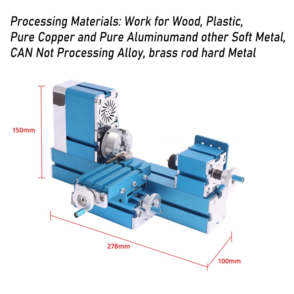 Mini Metal Lathe Machine for DIY & Woodworking - Benchtop Wood Lathe Tool for Hobby, Science Education & Model Making (AC110V-240V 50/60Hz) - Perfect for Home Workshops & School Projects