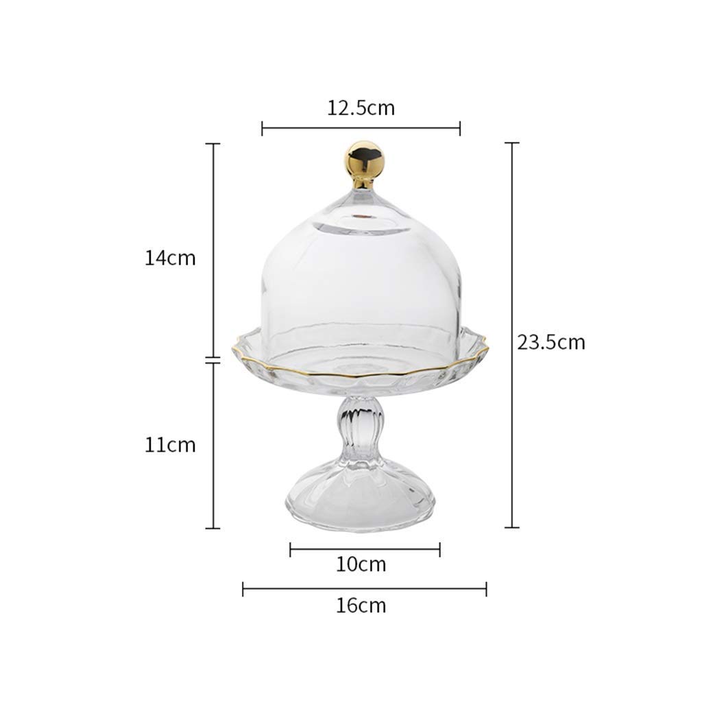 Phnom Penh Clear Glass Cake Stand with Metal Ball Handle - 16x16x25cm Dustproof Tray for Christmas Party Decor, Birthday Dessert Display & Wedding Cake Serving