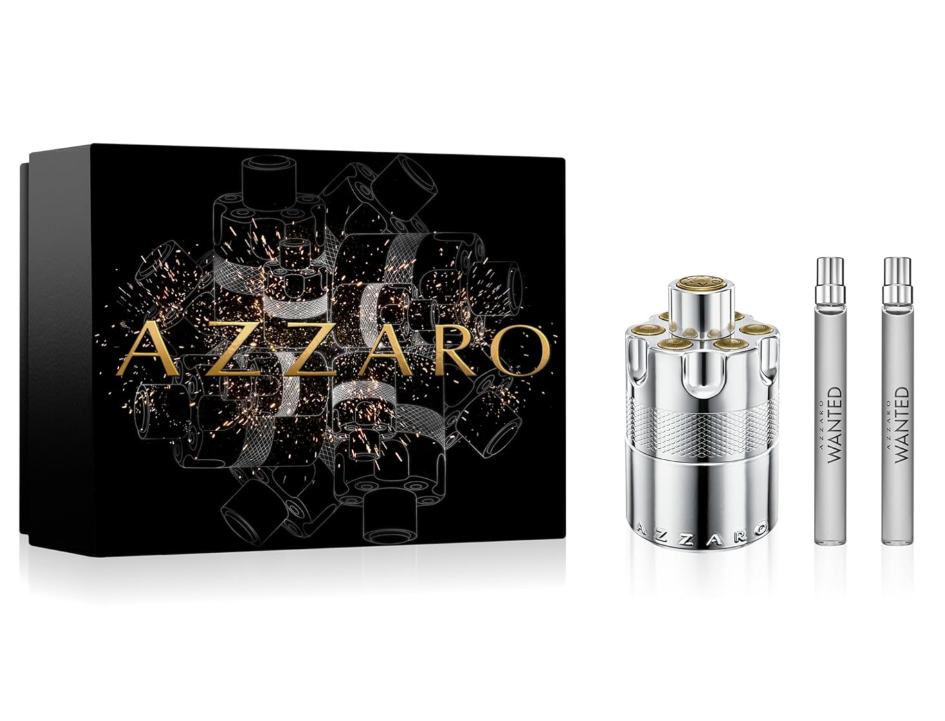 Azzaro Wanted Eau De Parfum Gift Set for Men - 100ml + 2x10ml EDT Spray | Luxury Cologne Set for Date Night, Special Occasions & Everyday Wear
