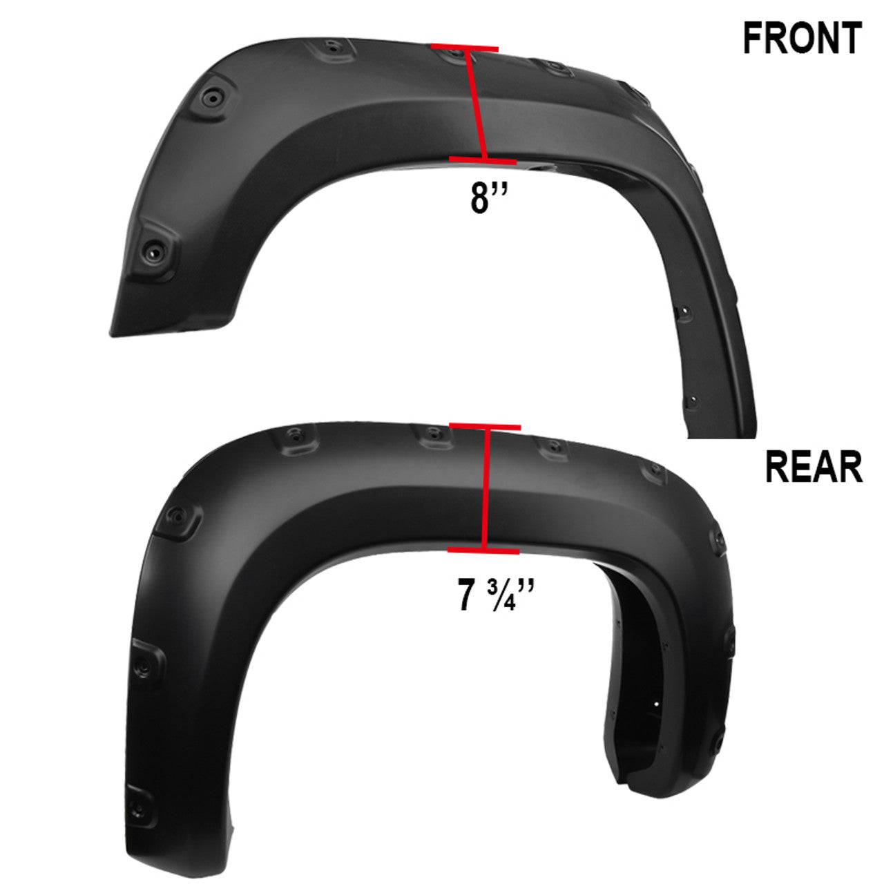 2007-2013 GMC Sierra 1500 Matte Black Polypropylene Fender Flares Set of 4 - Durable Off-Road Protection for Trucks & SUVs - Perfect for Mud, Rocks & Rough Terrain