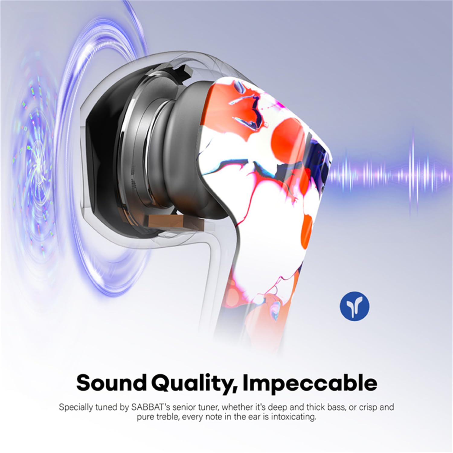 Sabbat M200 Bluetooth 5.3 Wireless Earbuds with Heavy Bass, Active Noise Cancellation & Hi-Fi Stereo Sound - True Wireless Earphones for Gym, Running & Travel (Blooming Color)