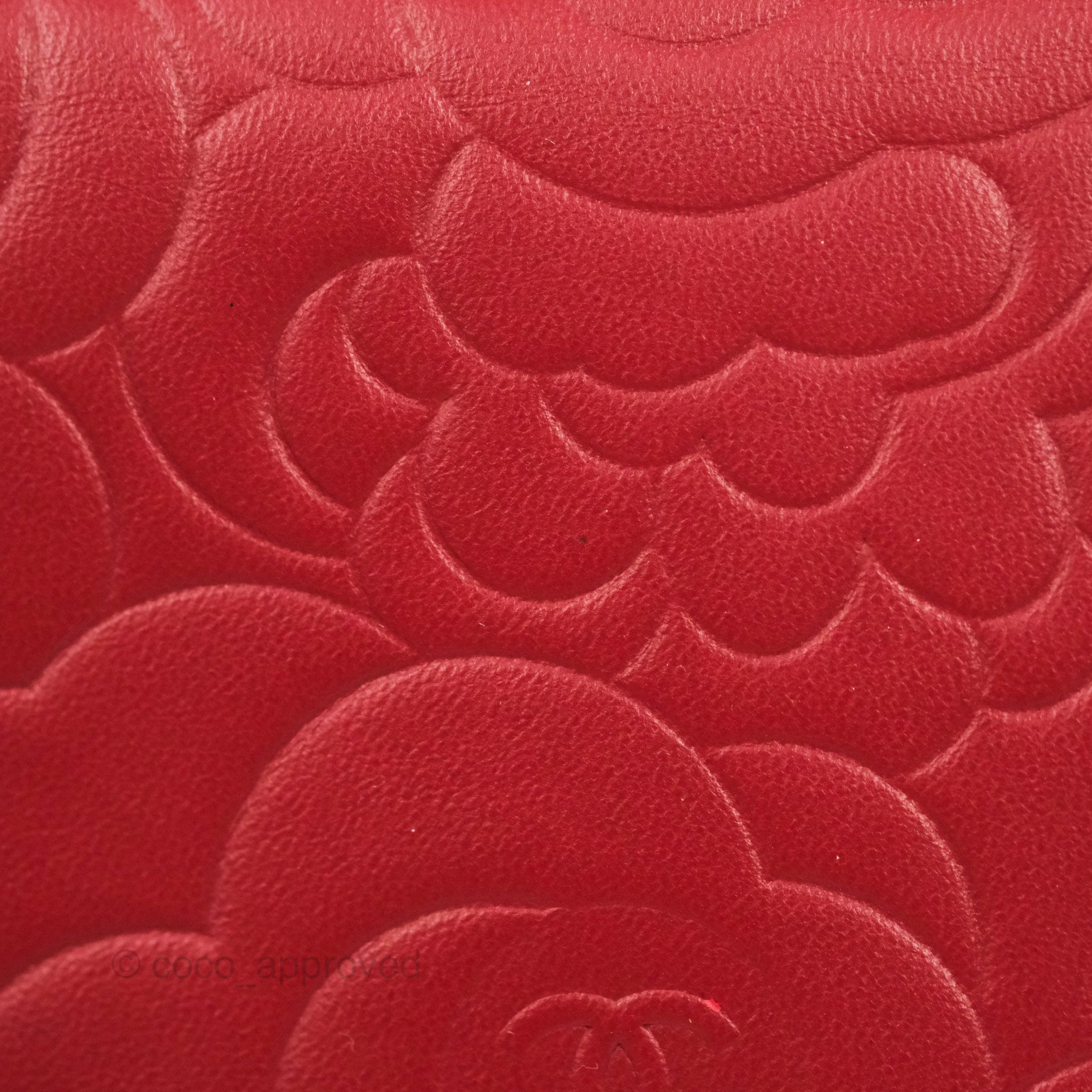 Chanel Camellia Embossed Wallet on Chain WOC in Red Lambskin with Silver Hardware - Luxury Crossbody Bag for Women, Perfect for Evening Events & Date Nights