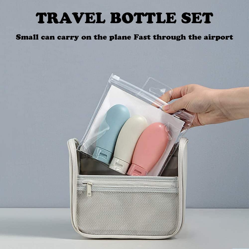 DDUP 3-Piece Travel Bottle Set (60ML) - Leak-Proof Mini Plastic Squeeze Bottles for Shampoo, Conditioner & Toiletries - Includes Storage Bag (Multicolor) - Perfect for Air Travel, Gym & Camping Essentials
