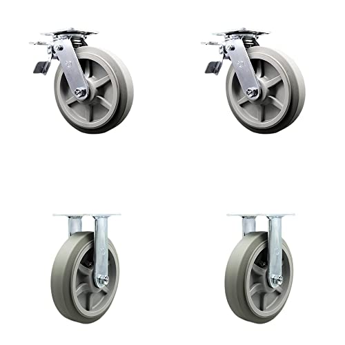 2 Swivel w/2 Total Lock Brakes - 2 Rigid
