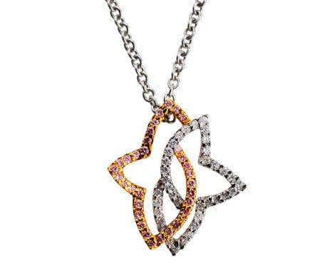 18K White Rose Gold Pink & White Diamond Star Pendant Necklace for Women - Elegant Jewelry Gift for Anniversary, Birthday & Valentine's Day