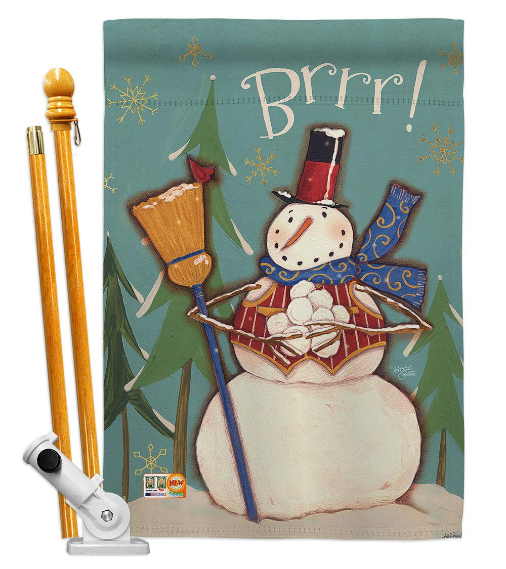 Snowman Winter Wonderland House Flag Set 28x40