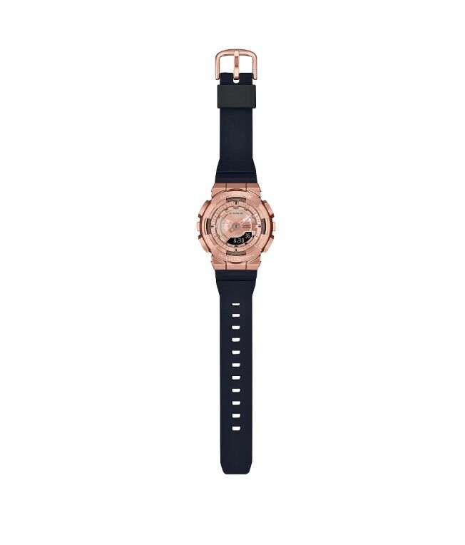 Casio G-Shock GMS110PG-1A Analog-Digital Women's Watch - Pink Gold Dial, Black Resin Band | Shock Resistant, Waterproof | Perfect for Sports, Outdoor Activities & Everyday Wear