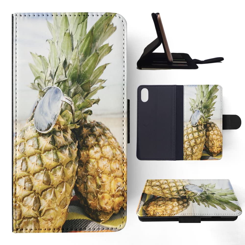 Pineapple Fruit Design Slim Flip Wallet Phone Case for Apple iPhone X & Xs - Stylish Protective Cover with Card Holder for Everyday Use & Travel