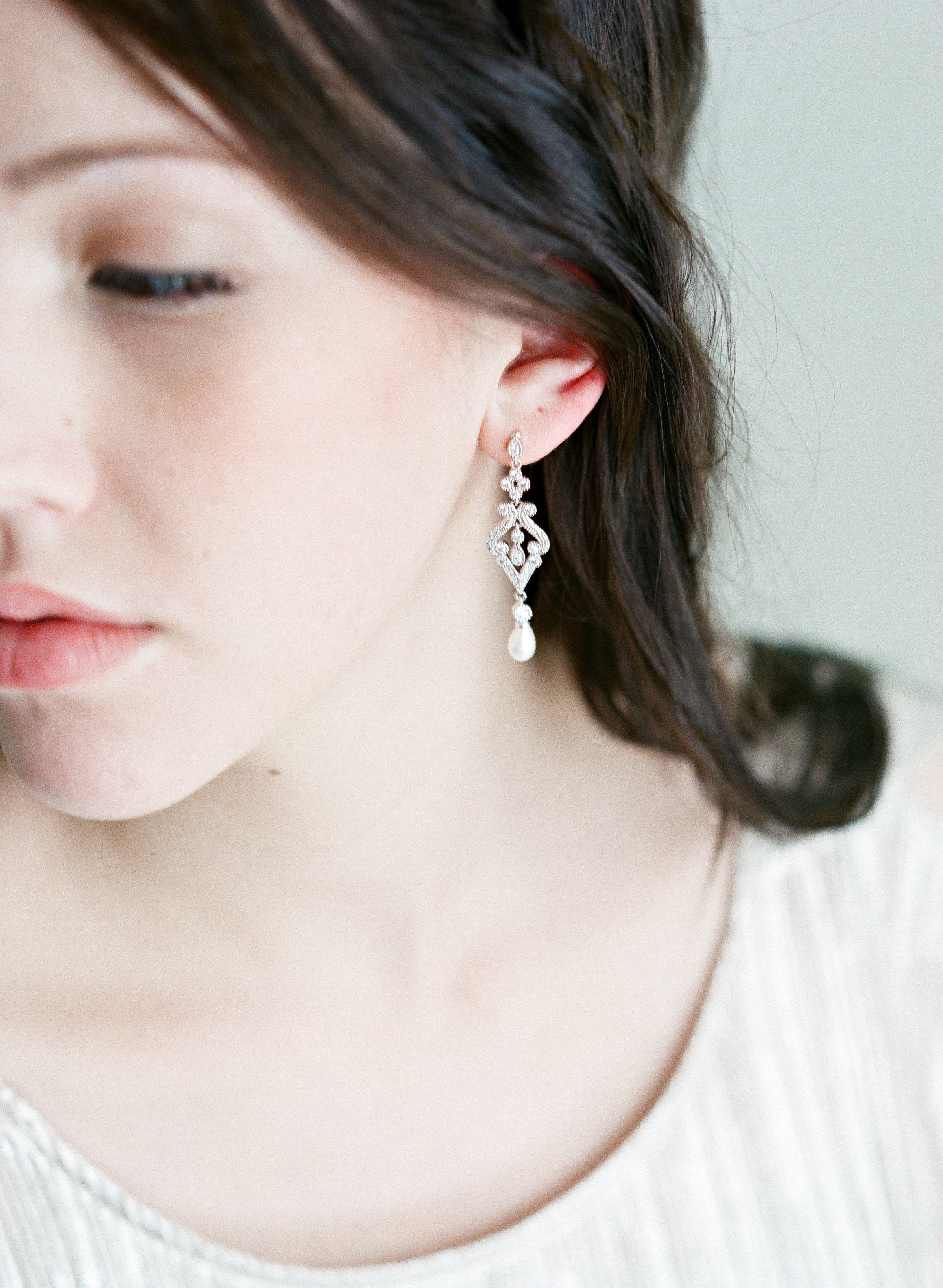 AURELIE Sterling Silver Drop Earrings for Women - Elegant Dangle Earrings for Party, Wedding & Everyday Wear