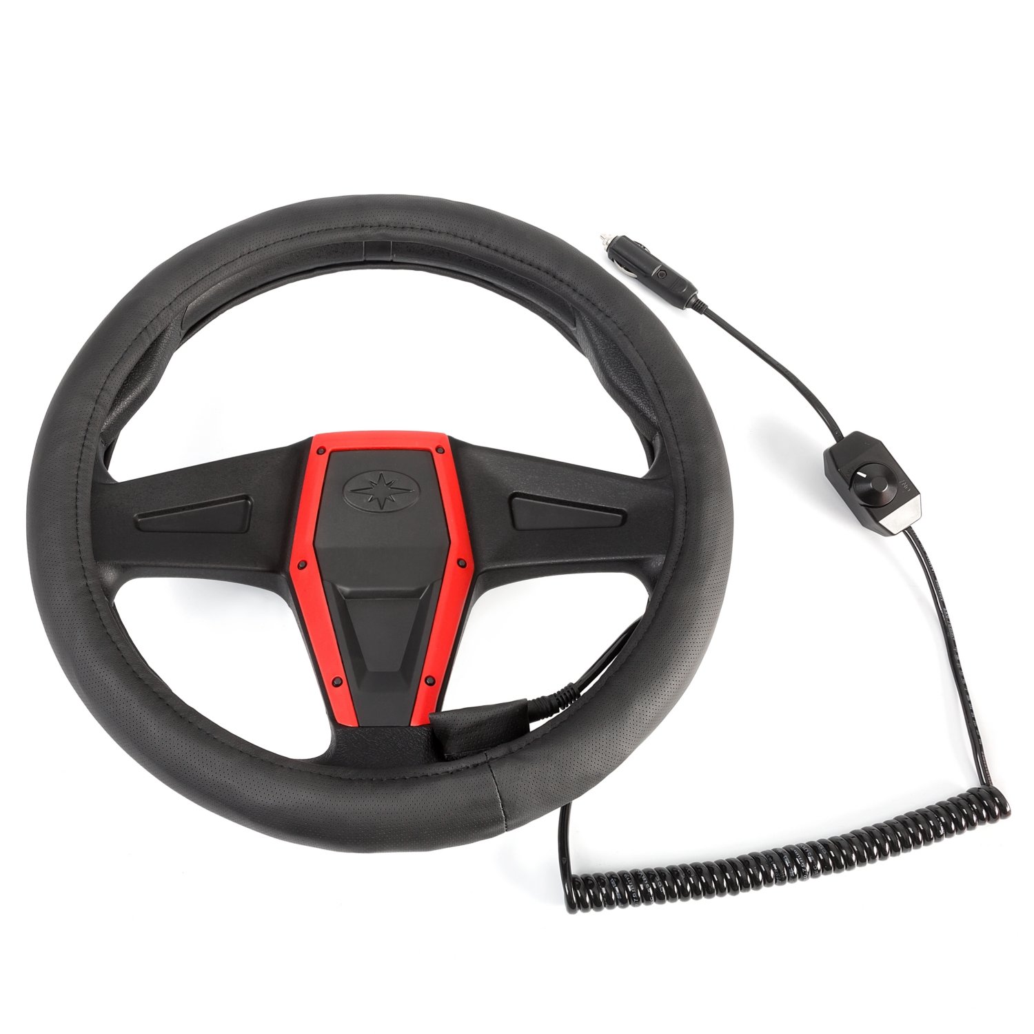 Kimpex 950491 Premium Heated Steering Wheel Cover - Universal Fit, Soft Black Fleece Lining for Winter Driving Comfort - Perfect for Cars, Trucks & SUVs in Cold Weather