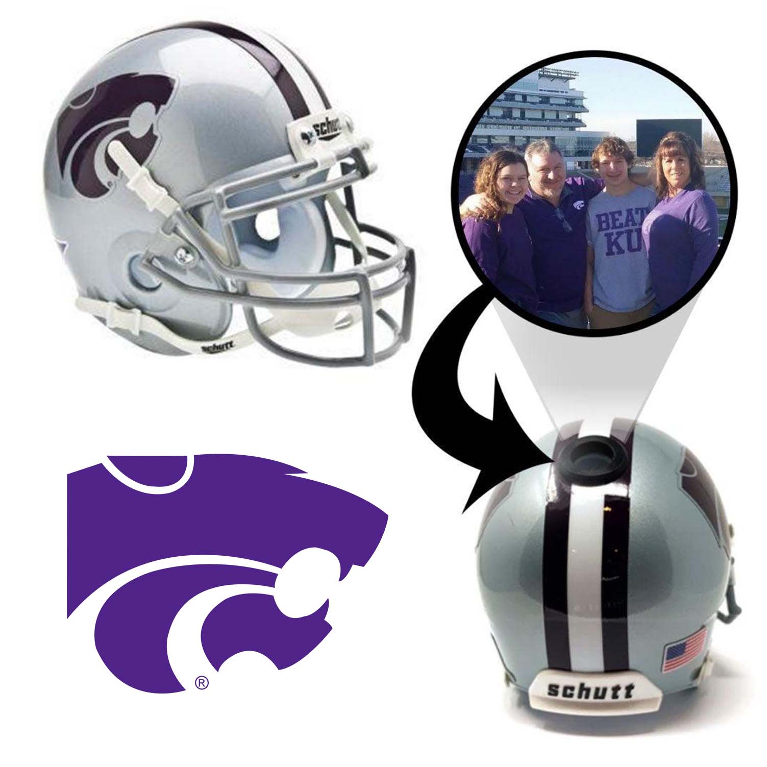Kansas State Wildcats Mini Football Helmet - NCAA College Football Collectible with Display Stand - Perfect for Fans, Memorabilia, and Home Decor