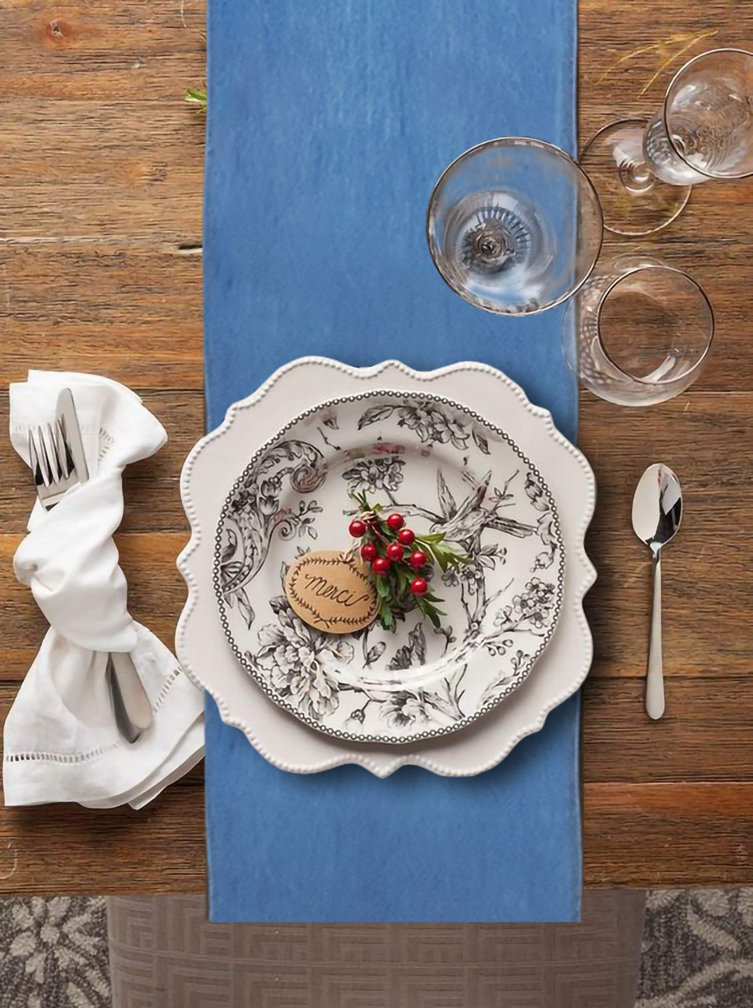 Premium Blue Denim Table Runner for Fall - Elegant Dining Room & Kitchen Decor, Perfect for Parties, Gatherings & Daily Use - High-Quitable Fabric for Thanksgiving, Christmas & Seasonal Home Decor