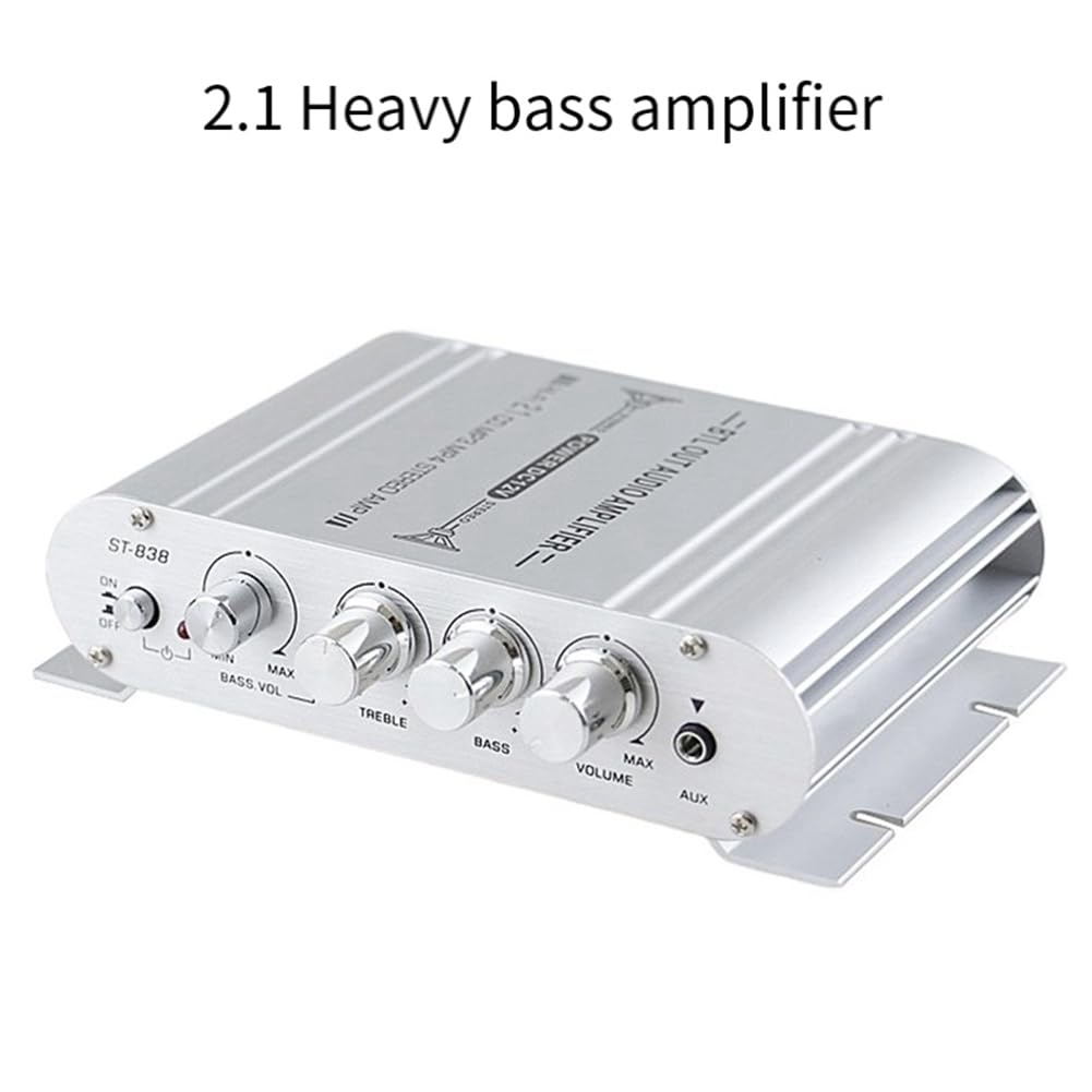 Oikabio 2.1 Channel Car Stereo Amplifier - 12V Hifi Power Audio System with Subwoofer Output for Home & Car Audio Upgrade | Perfect for Music Lovers & Bass Enthusiasts