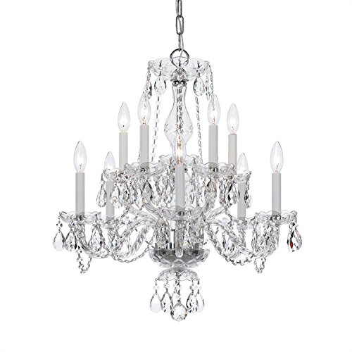 10-Light Crystal Chandelier with Clear Polished Chrome Finish | Elegant Dining Room & Entryway Lighting Fixture