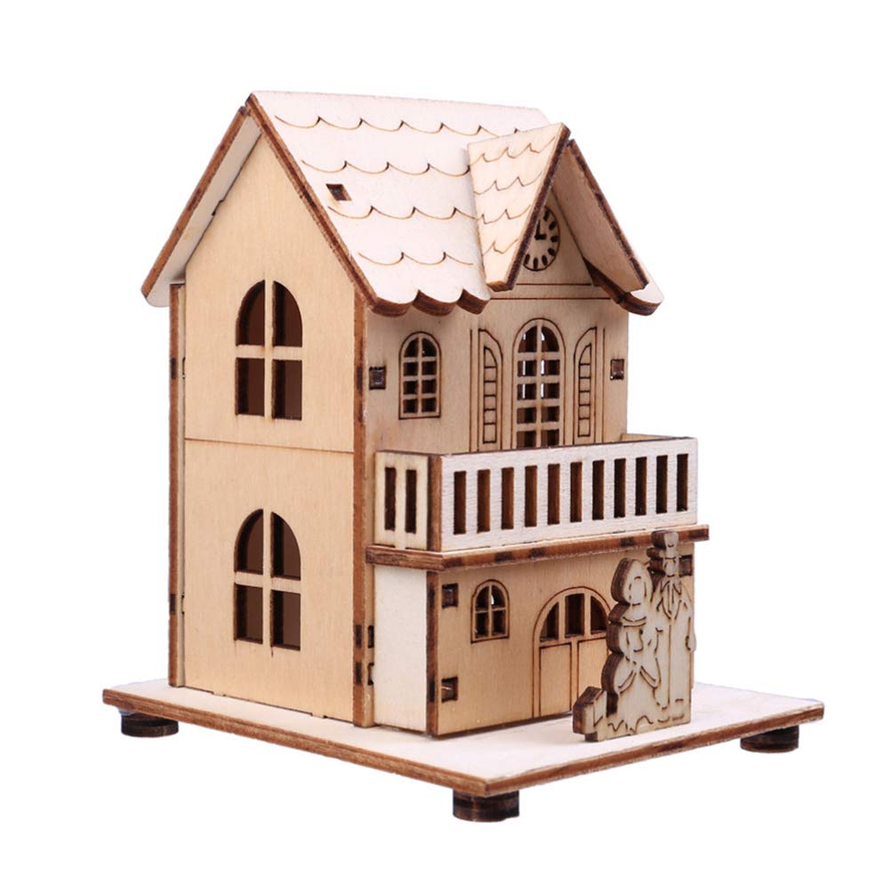 NUOBESTY Christmas Lighted House Ornaments - Wooden LED Glow House Decor for Holiday Tabletop, Home, Xmas Tree | Perfect for Indoor Christmas Village Displays, Mantel Decorations & Winter Wonderland Centerpieces