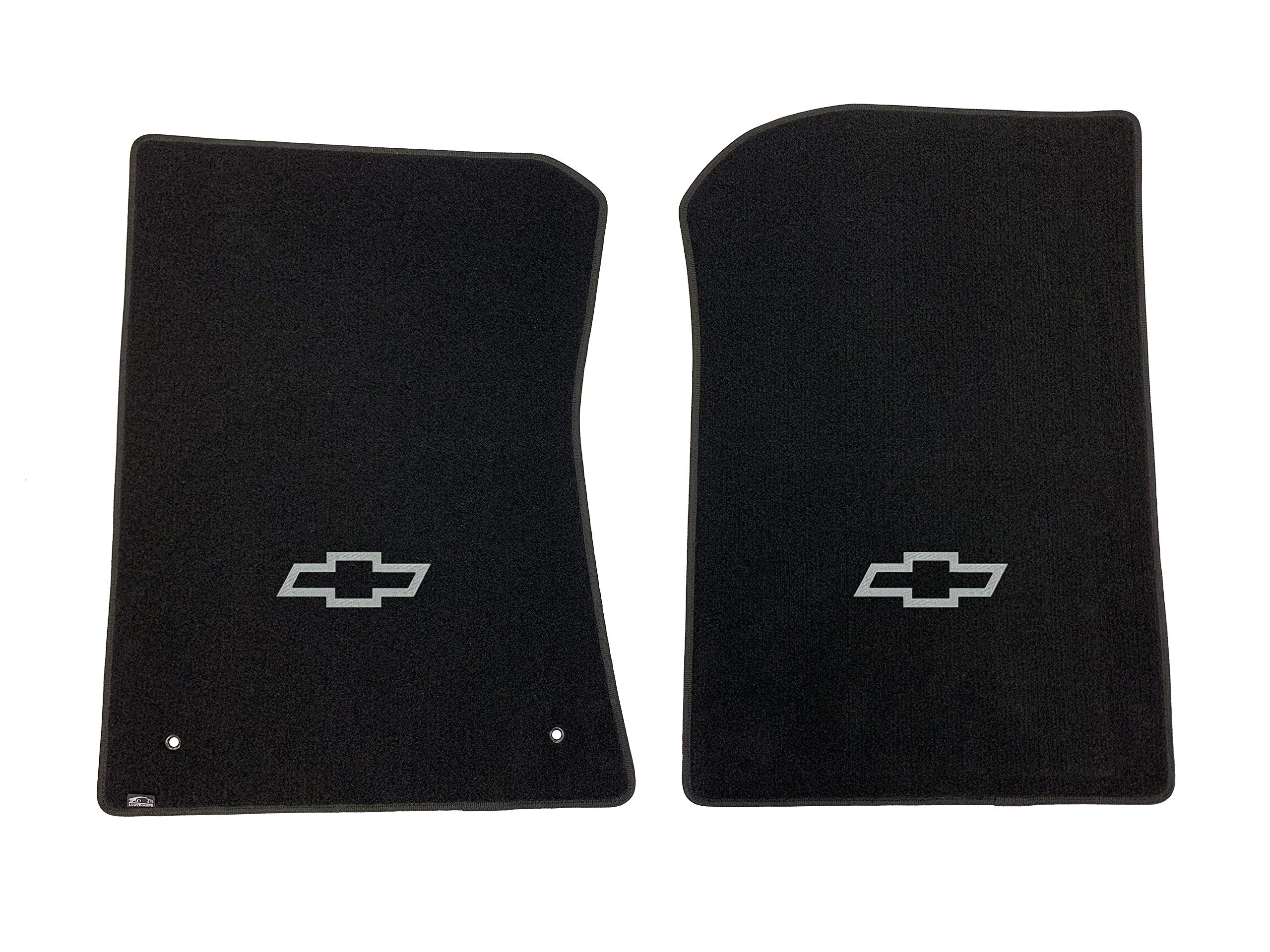 Premium Custom-Fit Carpeted Floor Mats for 1984-1991 Chevy R Pickup - Black with Silver Bowtie Design | Luxury Car Floor Liners | Perfect for Daily Commute & Road Trips