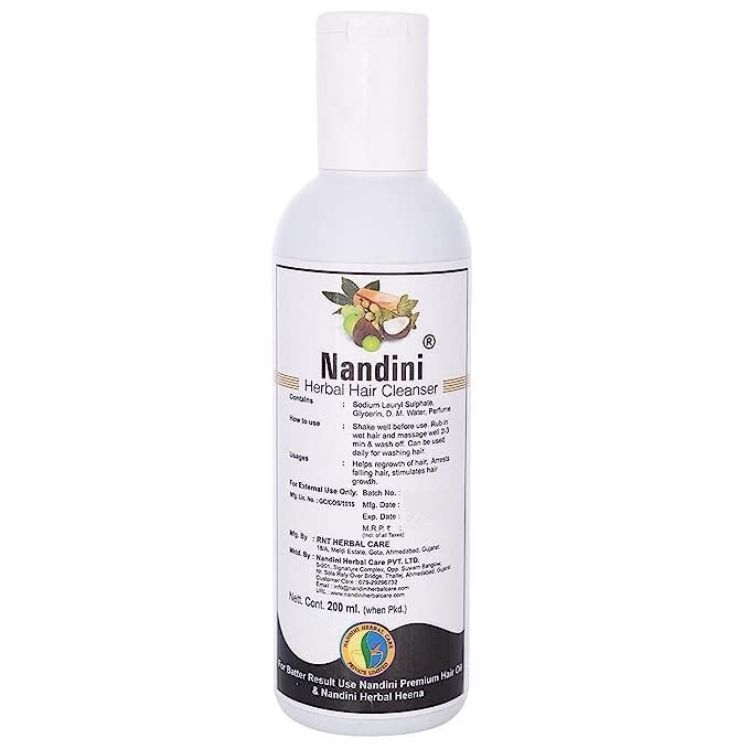 Nandini Herbal Hair Cleanser - 200ml | Natural & Organic Shampoo for Healthy Hair Growth | Perfect for Dry, Damaged & Frizzy Hair Care at Home