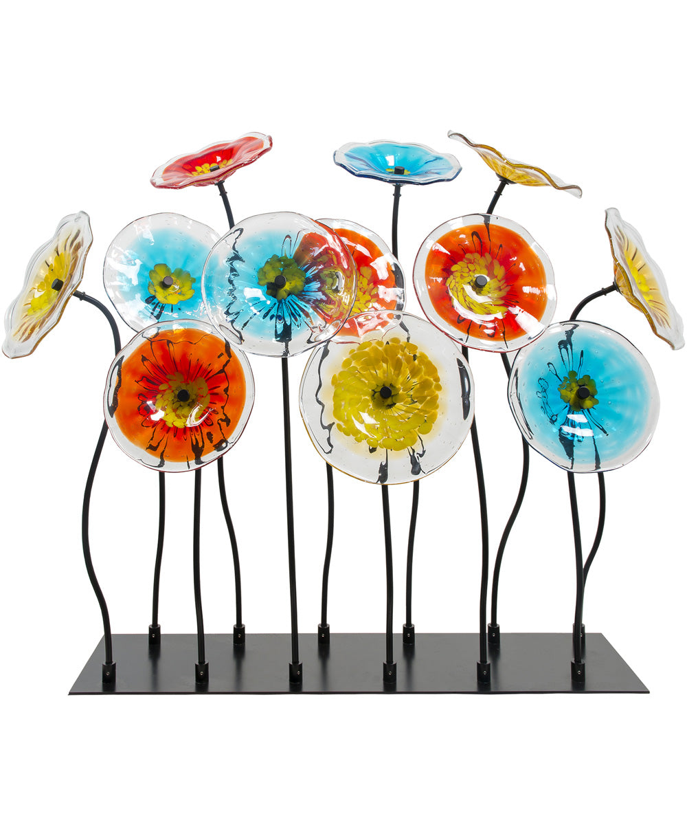 12-Piece Handcrafted Art Glass Flower Garden Decor with Stand - Elegant Home & Office Decoration for Living Room, Dining Table, and Wedding Centerpieces