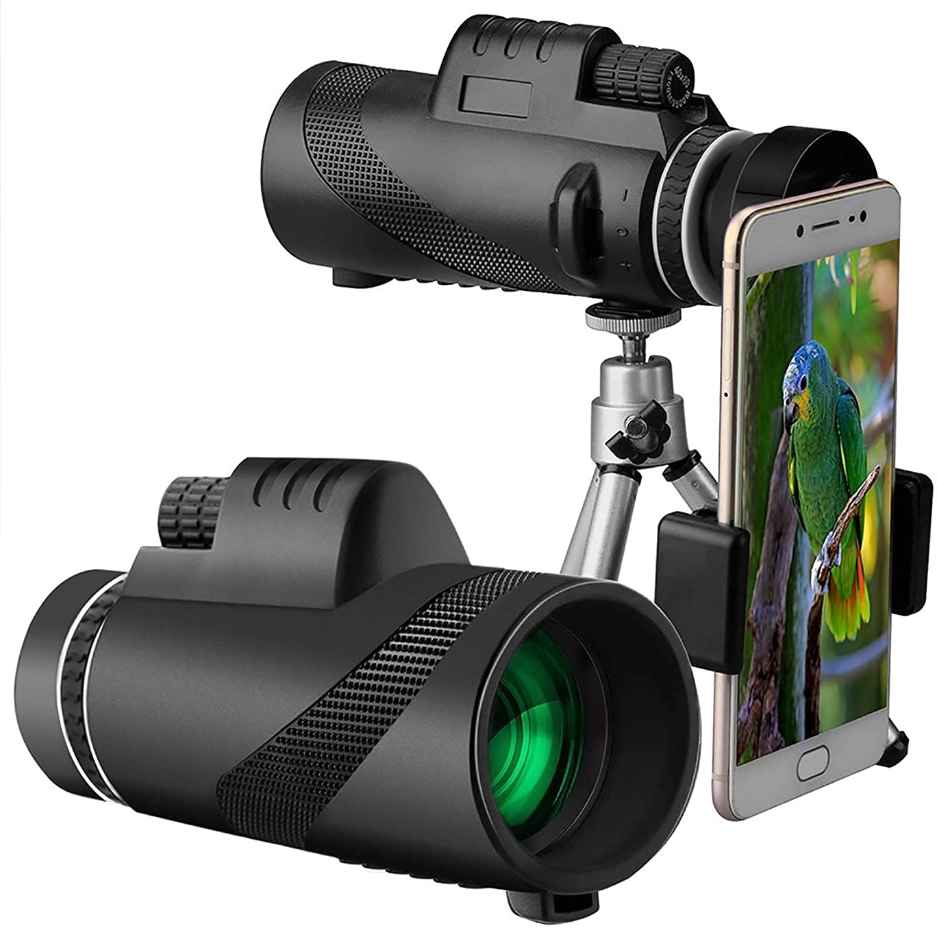 DXLG 40X60 Monocular Telescope for Kids & Beginners - Portable Compact Telescope with Universal Phone Adapter & Smartphone Stand - Perfect for Bird Watching, Hiking, Camping, Travel & Outdoor Adventures
