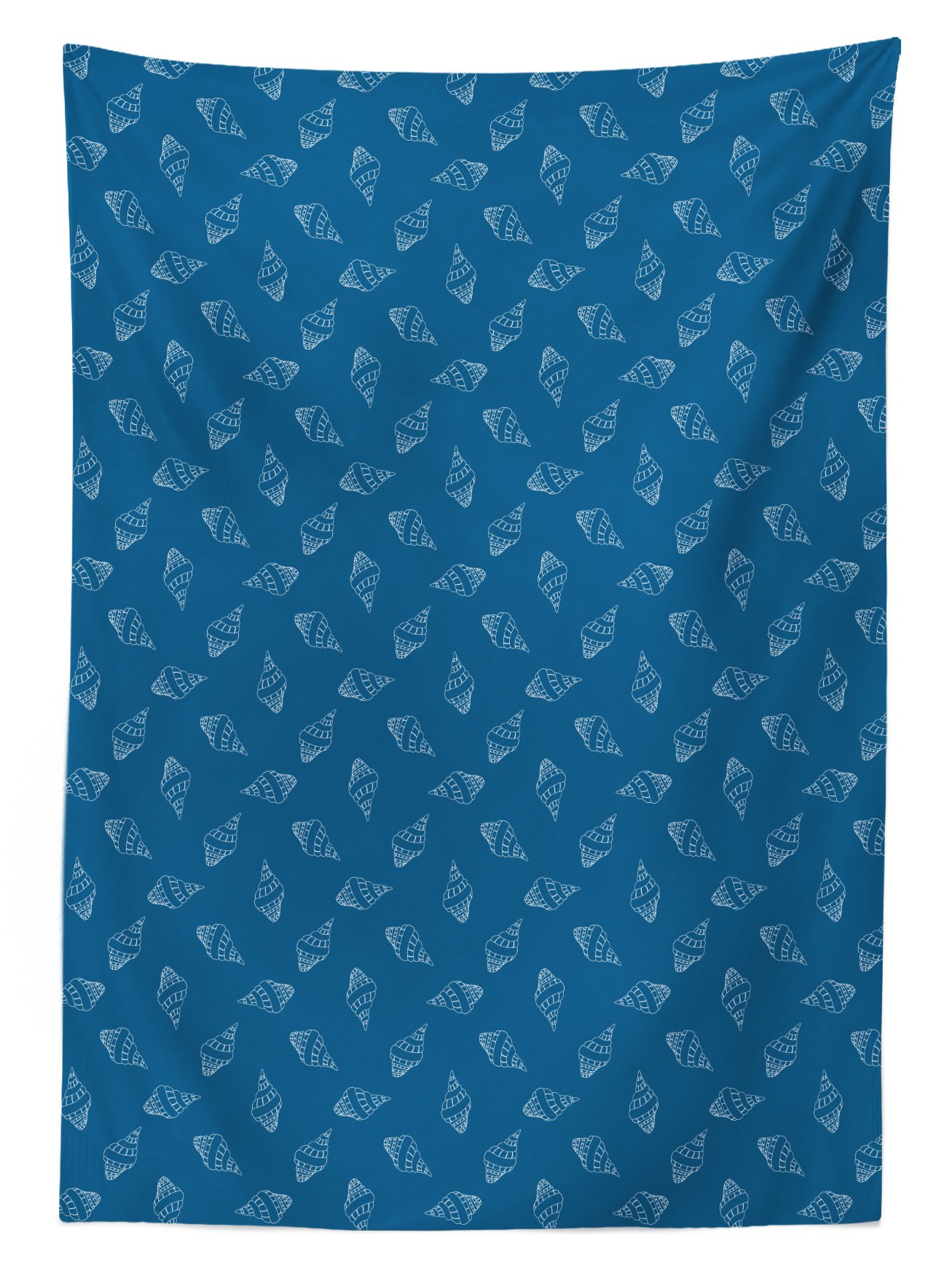 Ambesonne Blue and White Outdoor Tablecloth - Abstract Nautical Design with Hand-Drawn Seashells & Spiral Mollusk Patterns - Waterproof Washable Picnic Table Cover 58x84 Inches - Perfect for Beach Parties, Outdoor Dining & Backyard BBQs