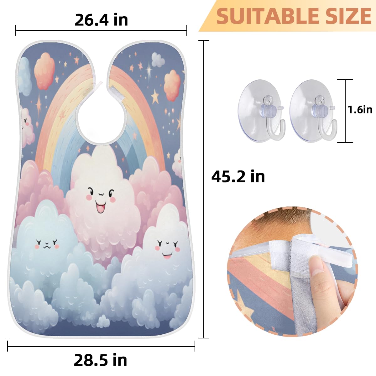 Rainbow Cloud Beard Shaving Bib for Men - Waterproof Hair Dye Apron & Makeup Cape for Barbers, Stylists & DIY Haircuts - Sink Hair Catcher & Beard Trimming Accessory - Perfect for Home Grooming & Salon Use