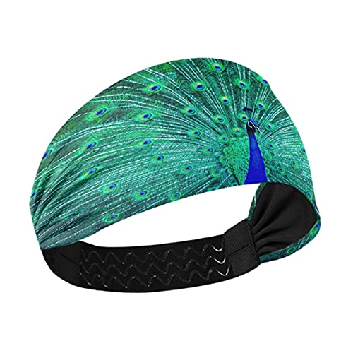 AHOMY Peacock Print Headbands for Men & Women - Non-Slip Sweatbands for Sports & Outdoor Activities | Breathable, Durable Hair Bands for Running, Yoga, Gym & Workouts