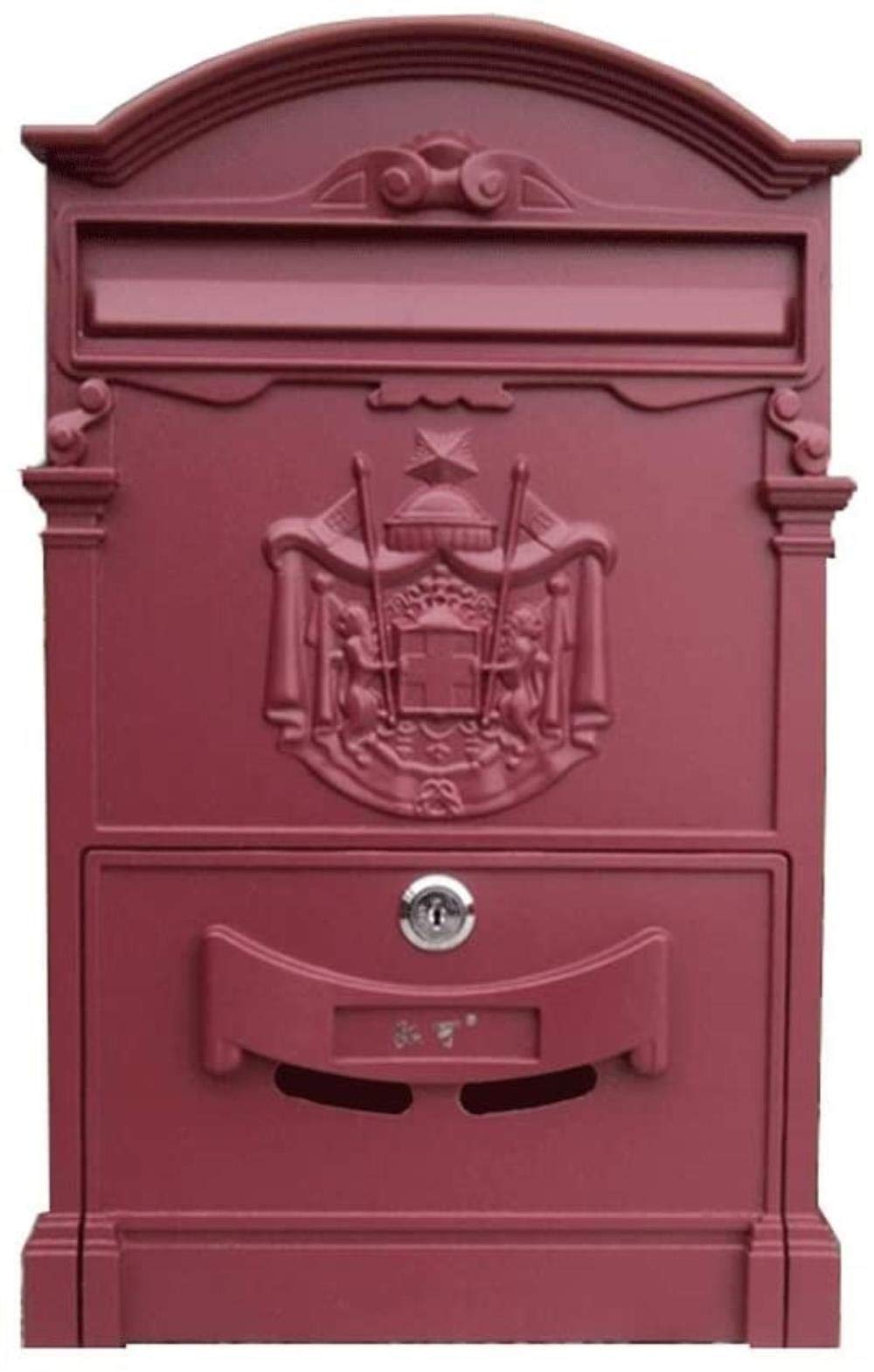 Outdoor Wall Mount Mailbox with Lock - Villa Style Letter Box in Black or Red - Perfect for Homes, Apartments & Offices