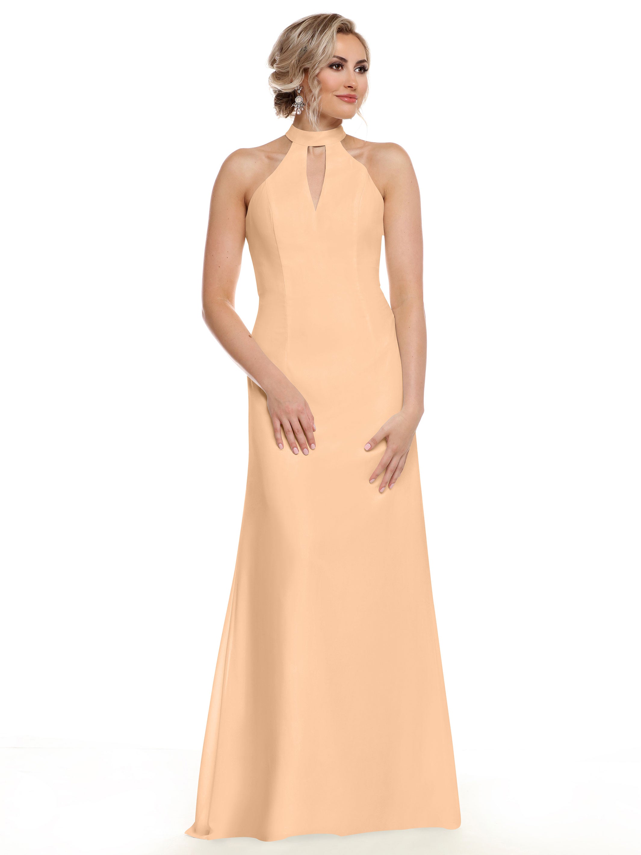 Elegant 80138 Chiffon A-Line Bridesmaid Dress with Keyhole Halter Neckline - Perfect for Weddings, Formal Events & Special Occasions