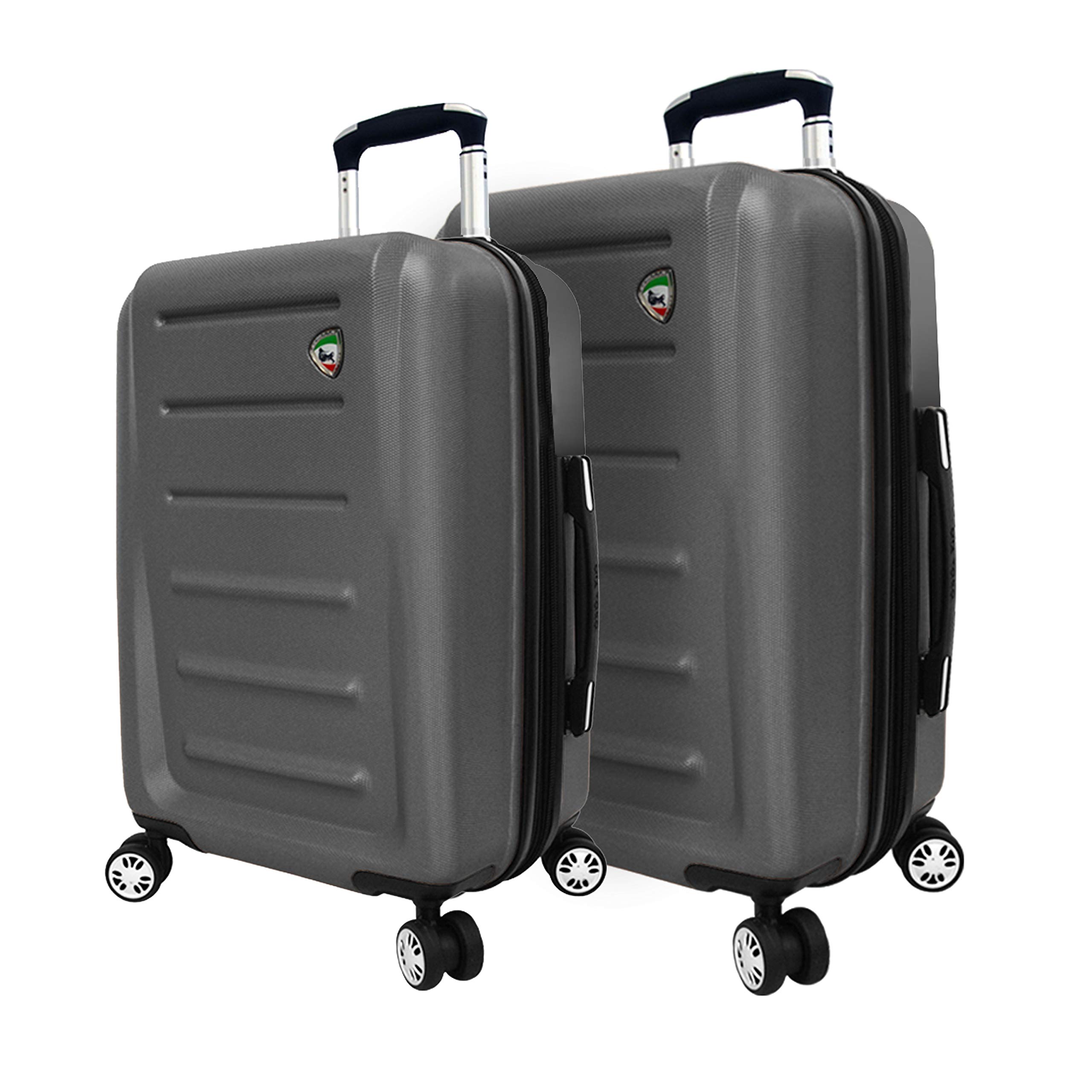 Mia Toro Italy Moderno Hardside Spinner Luggage 2-Piece Set in Silver | Lightweight Durable Suitcase for Travel, Business Trips & Vacations