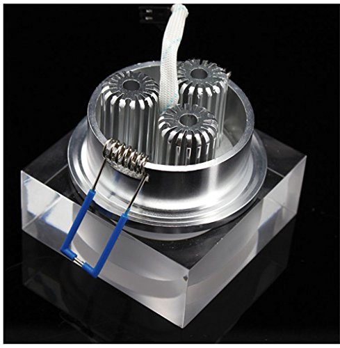 3W Square Dimmable LED Recessed Ceiling Light - Acrylic Panel, Energy Saving Downlight for Kitchen, Bathroom & Living Room Lighting