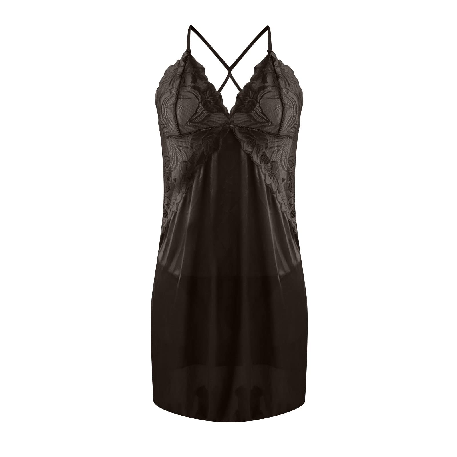 Sexy Satin Lace Chemise Nightgown for Women - Elegant Lingerie Sleepwear, Full Slip Babydoll Nightwear for Romantic Evenings & Boudoir Photography