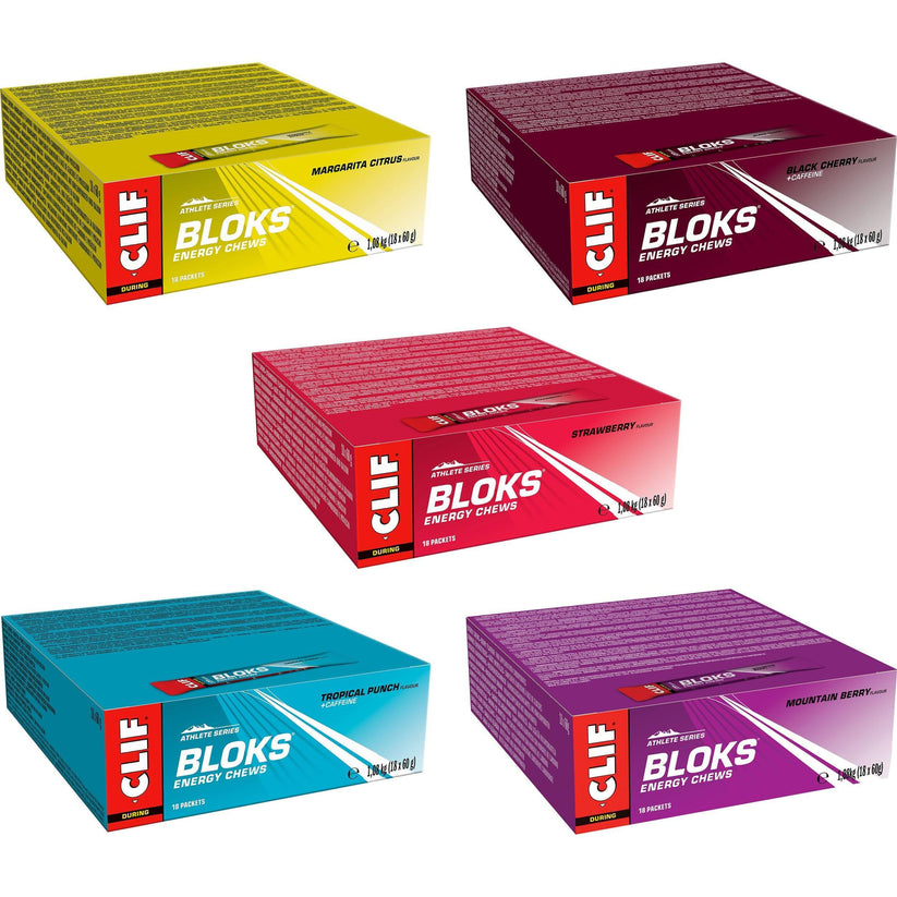 CLIF BLOK Energy Chews - 18 Pack (60g Each) | Fuel Your Performance with Natural Energy Boost for Runners, Cyclists & Athletes | Perfect for Workouts, Hiking & Endurance Sports