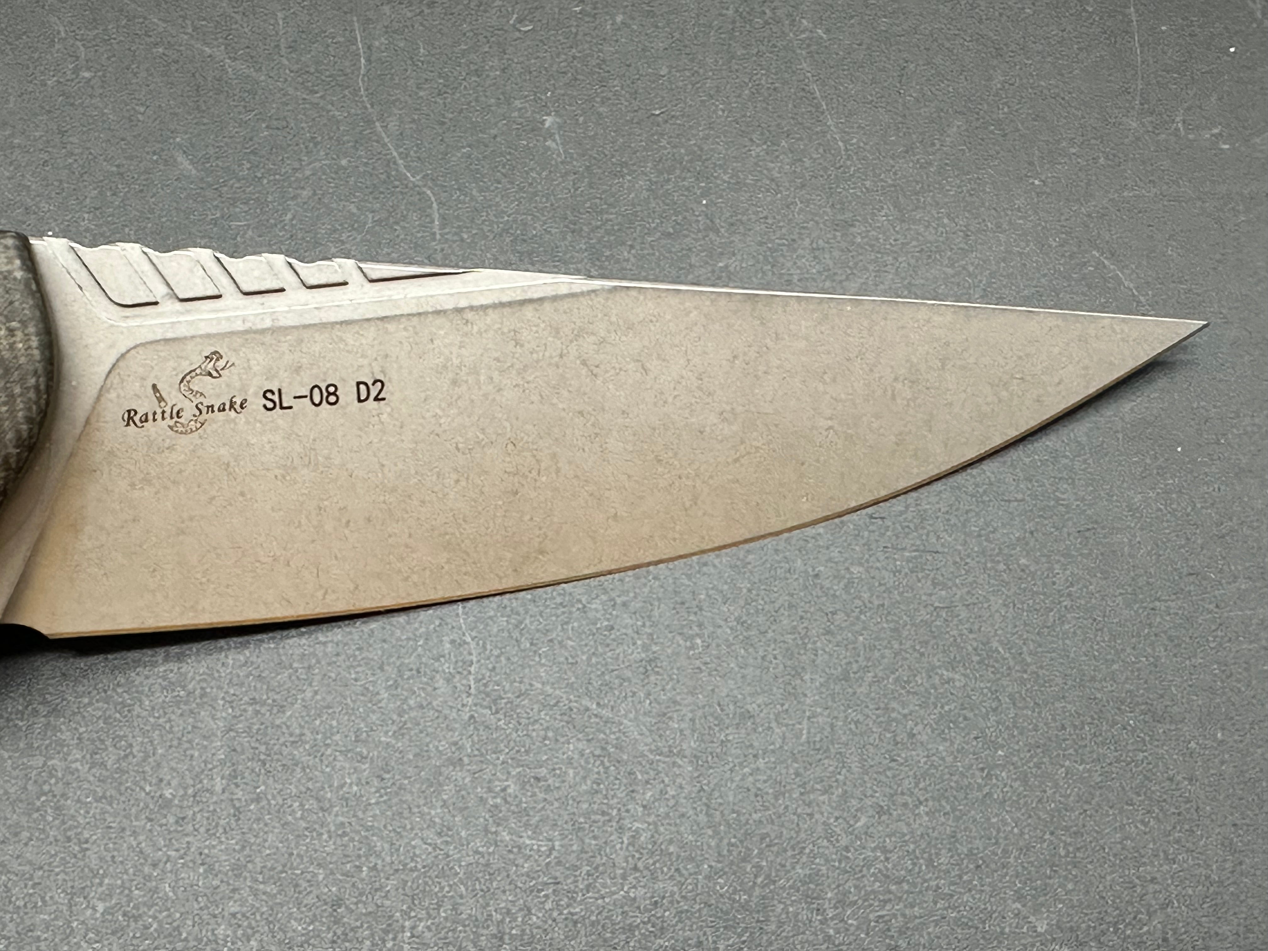 SixLeaf SL-08 Folding Knife - Black Linen Micarta Handle, D2 Steel Plain Edge - EDC, Camping, Outdoor Survival Gear