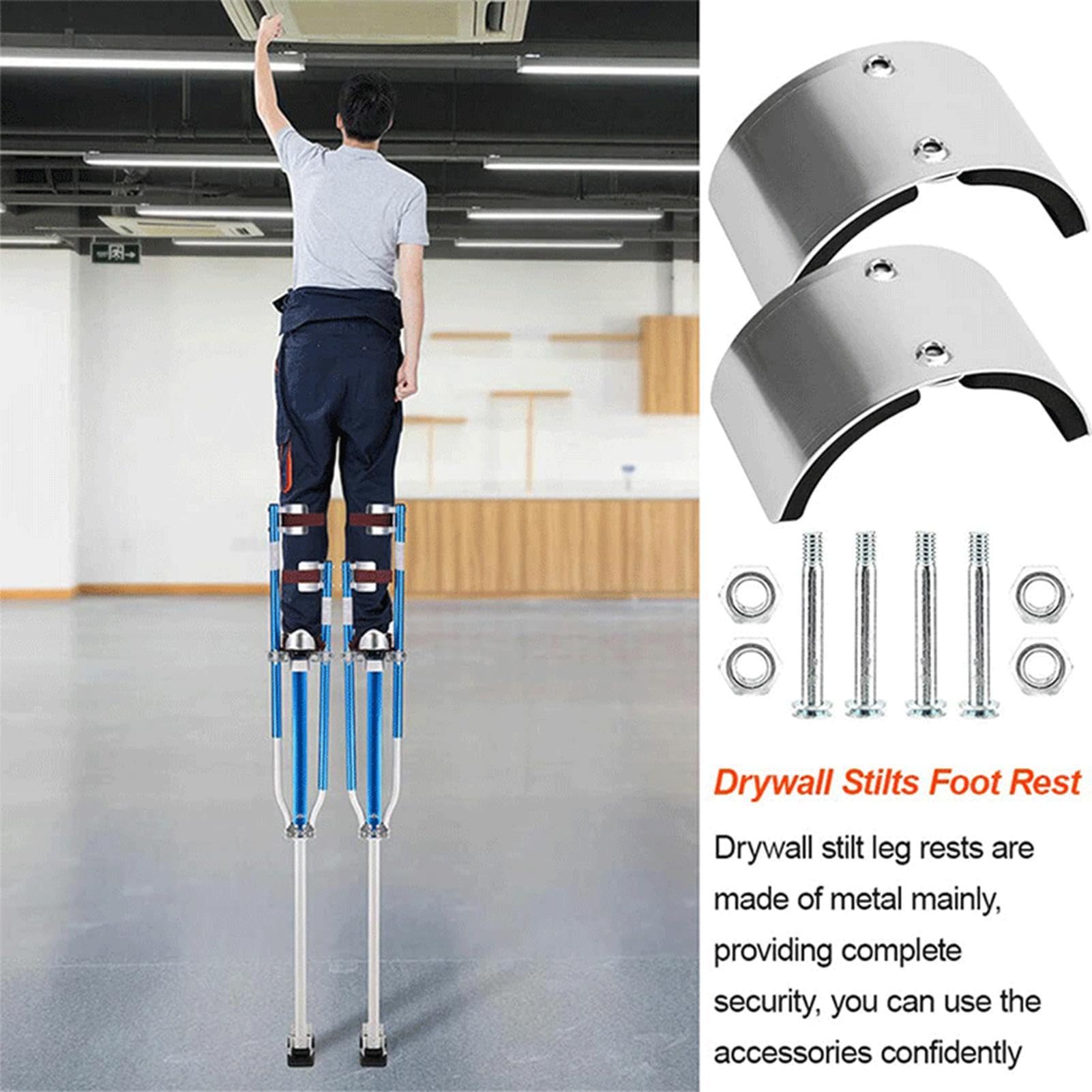 Premium Aluminum Alloy Stilt Accessories Kit - Durable Metal Stilt Parts & Leg Straps for Construction & Home Improvement | Ideal for Drywall Work, Painting & Roofing Projects