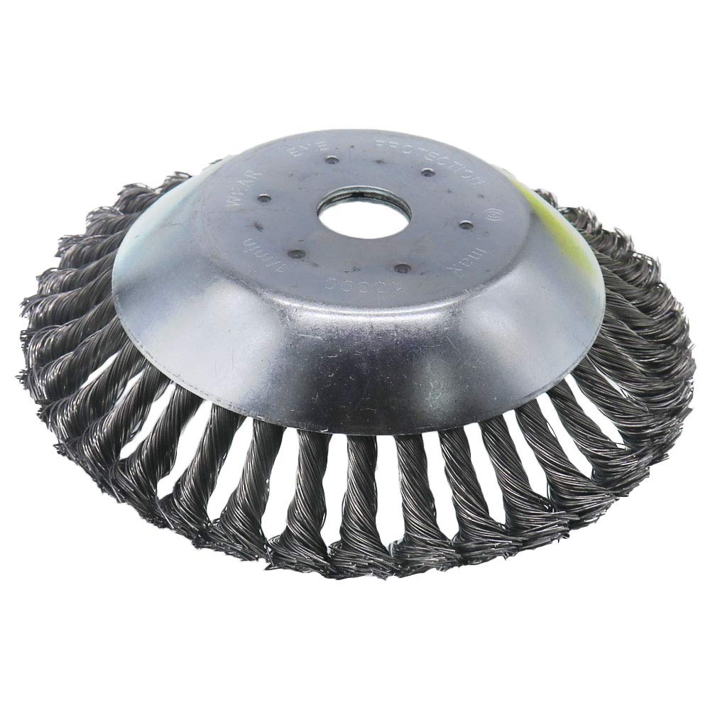 8 Inch Heavy Duty Trimmer Head Cutter - Round Steel Wire Brush for Rust Removal, Paving Stone, Pavement Joints & Driveway Cleaning | Ideal for Lawn Edging, Weed Control & Concrete Surface Preparation