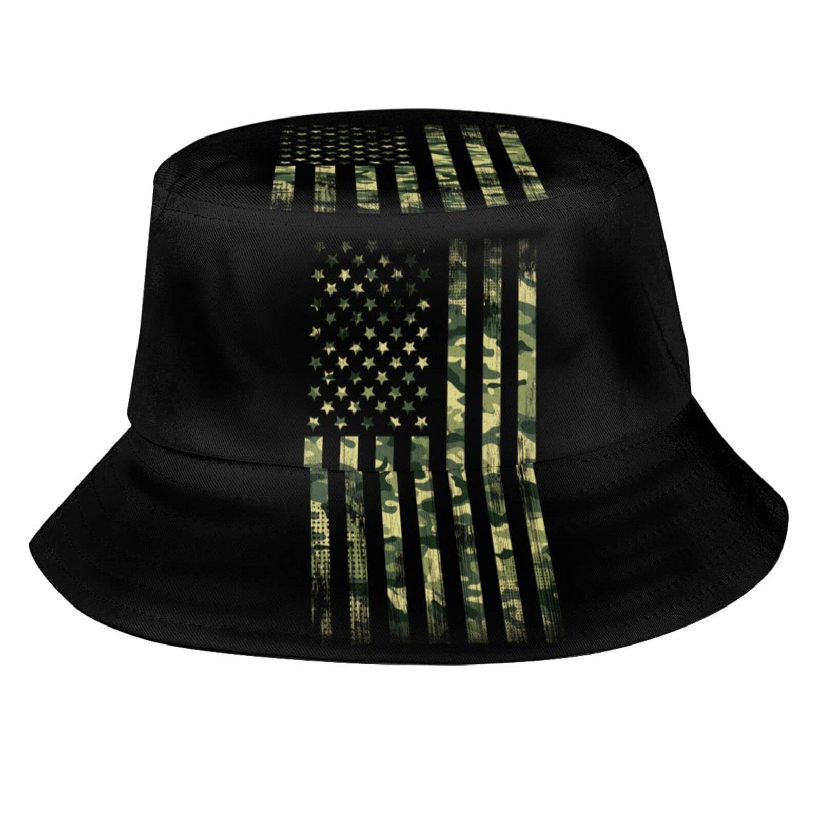 American Flag Print Bucket Hat - Patriotic Wide Brim Sun Hat for Men & Women - Summer Beach Travel, Outdoor Activities, Festivals & 4th of July Celebrations