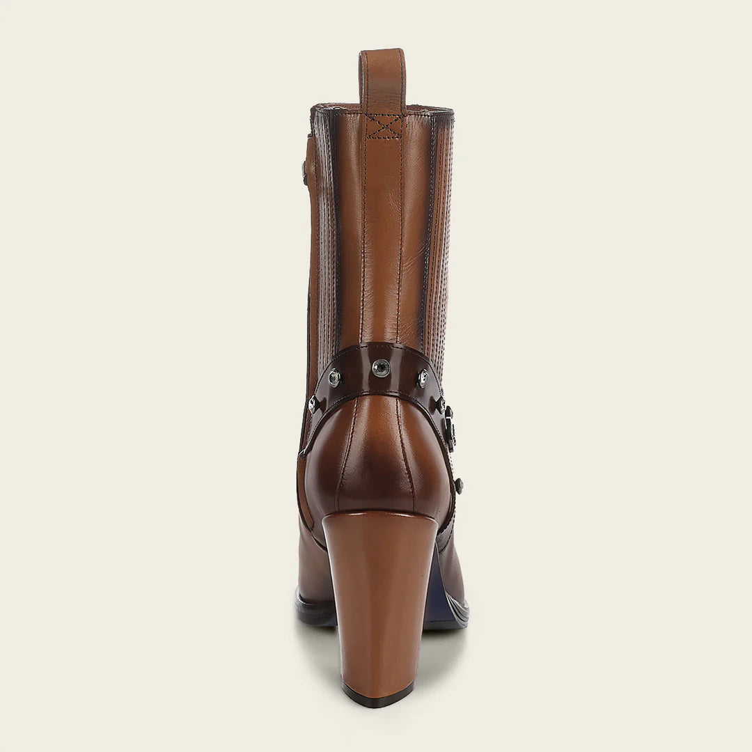 Franco Cuadra Women's Western Cowgirl Ankle Boots - Tobacco Brown Leather Boots for Country Dancing, Rodeo & Casual Wear