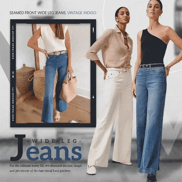 2023 New Women's High Waist Wide Leg Jeans - Trendy Stretch Denim Pants for Casual & Office Wear