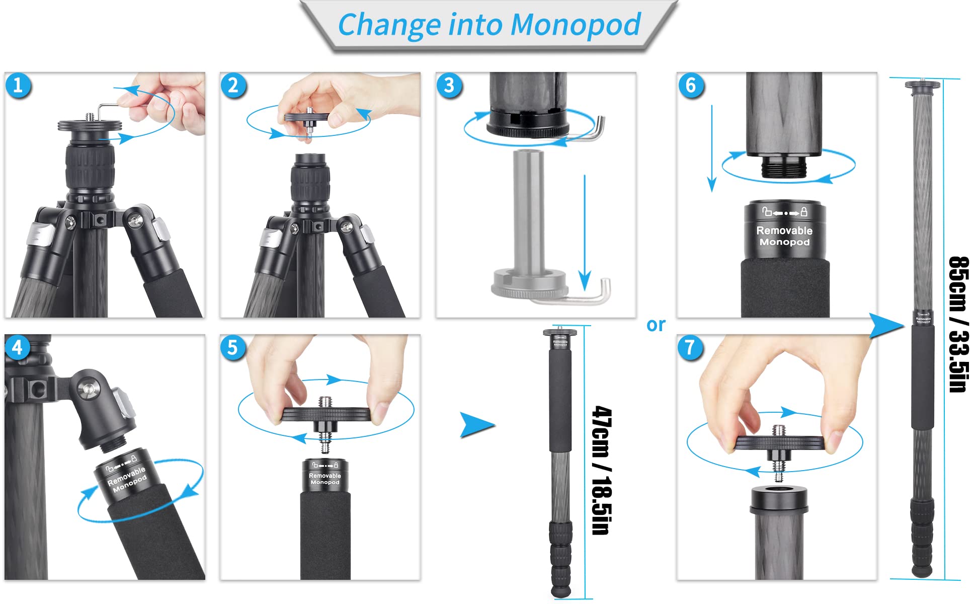 INNOREL RT85C Carbon Fiber Tripod - Heavy Duty DSLR Camera Stand with Monopod, No Ballhead | Professional Photography, Videography & Outdoor Shooting