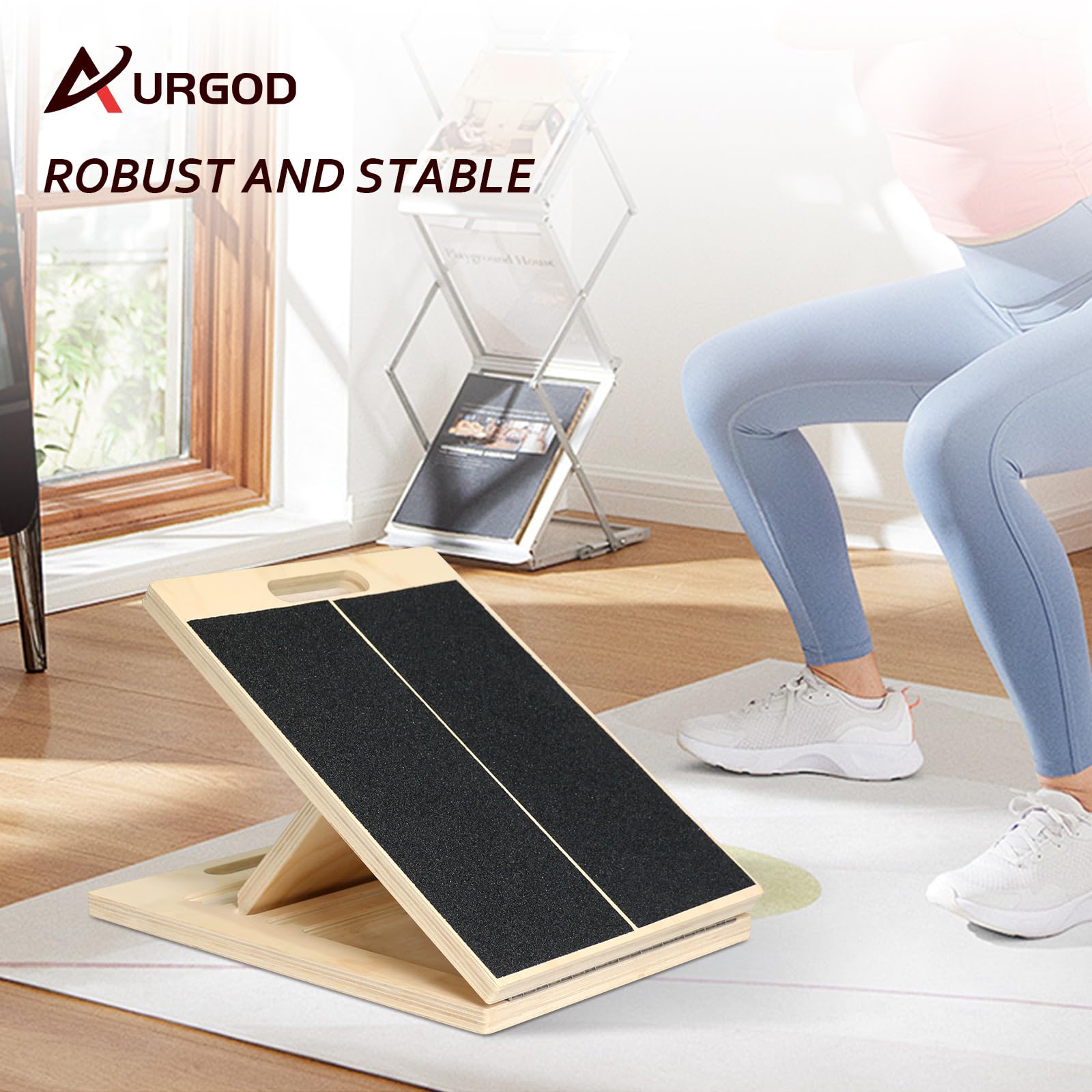 Portable Wooden Calf Stretcher Slant Board - 5 Adjustable Angles, Supports 220 lbs - Physical Therapy Equipment for Calf Stretching, Squats & Leg Exercises - Perfect for Home Gym, Yoga & Rehabilitation
