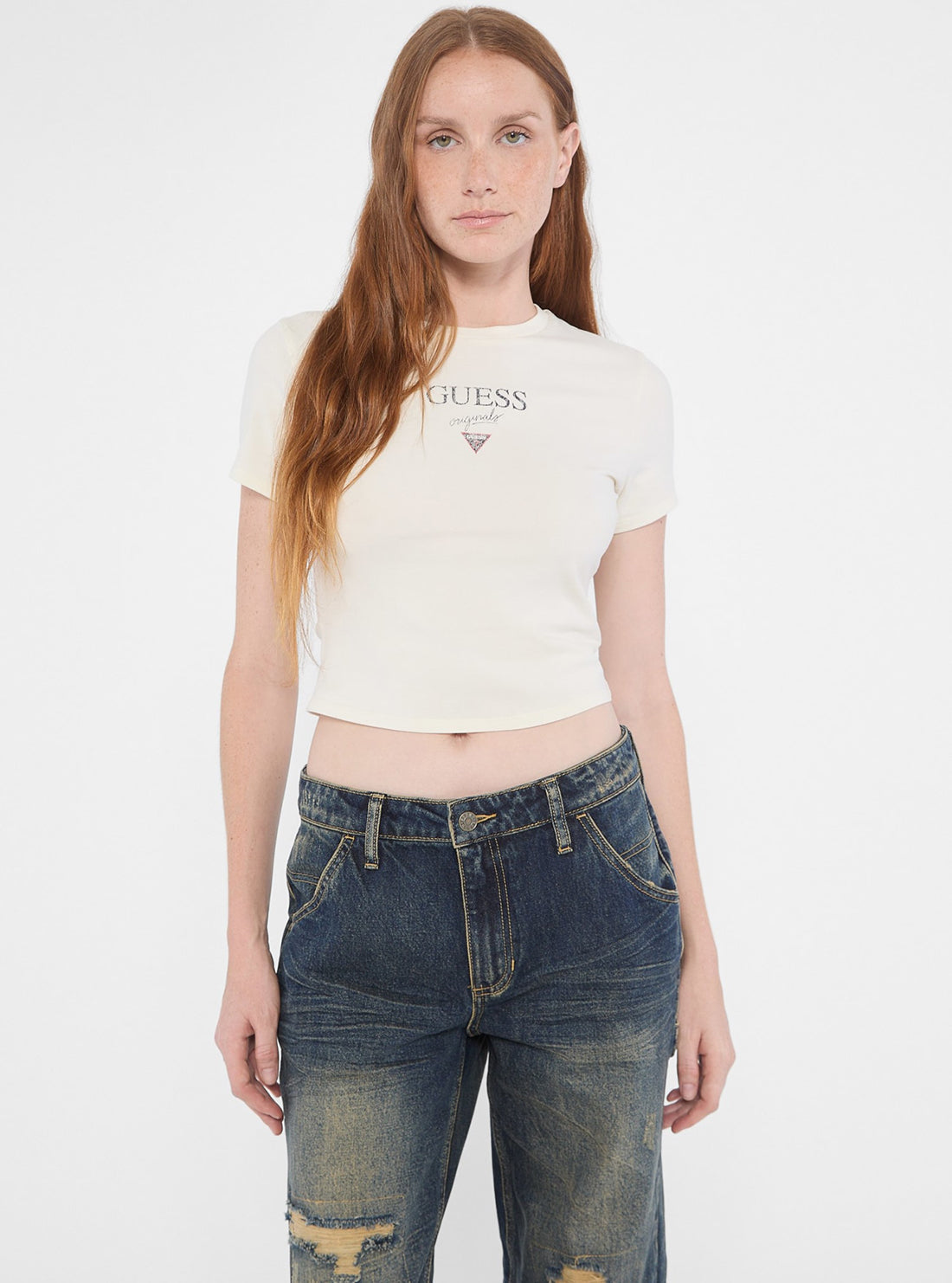 Guess Originals Vintage Baker Baby Tee - Soft Cotton Women's Graphic T-Shirt for Casual Wear & Street Style Fashion